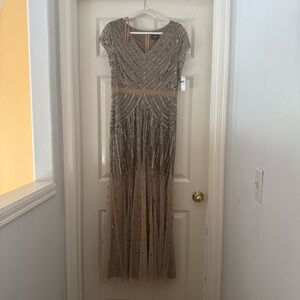 Adrianna Papell Gold Beaded Prom Dress